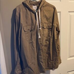American Eagle Outfitters Brown Hooded Shirt Jacket